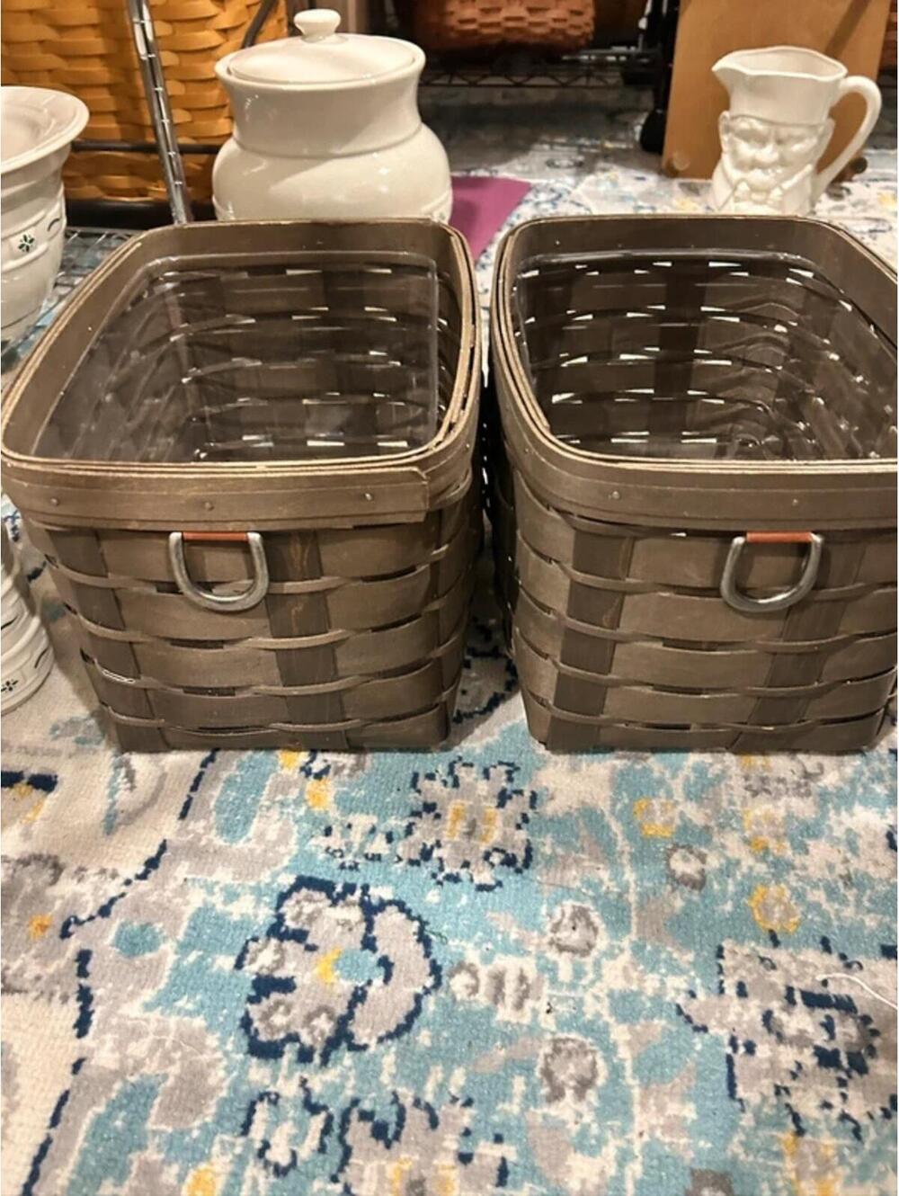 Longaberger Baskets rectangle bin deep brown set of 2